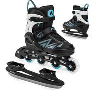 ATTABO Children's Inline Skates Kylo 2-in-1 Blue Versatile Adjustable Inline Skates for Children 30-41 High Quality and Comfort with 82A Hard Wheels and ABEC-7 Plain Bearings Excellent Adaptation