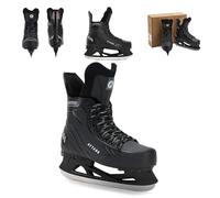 ATTABO Frazer II Kids Ice Hockey Skates - Adjustable Black - Stainless Steel Skates, Heavy Duty Hard Shaft, Micro Buckle & Powerstrap, Warm Lined for Boys & Girls, Black, 35/38 EU