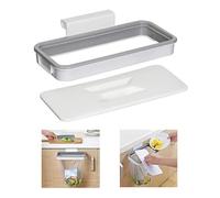 Attach-A-Trash Bin Bag Holder,Trash Bag Holder Hanging Bag Holder with Lid Under Cupboard Bin Holder Removable Recycling Bin Rack for Kitchen Trash Bin Garbage Bags Storage