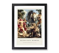 Attack By Peter Paul Rubens Exhibition Museum Painting Framed Print | A3 Black Framed Wall Art | Ready to Hang | Modern Historical Picture | Living Room Bedroom Lounge Office