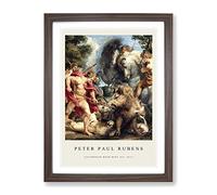 Attack By Peter Paul Rubens Exhibition Museum Painting Framed Print | A4 Walnut Framed Wall Art | Ready to Hang | Modern Historical Picture | Living Room Bedroom Lounge Office