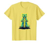 Attack Cat in 321 Fierce Feline Invades City T-Shirt, Kids, Lemon, 10 Years