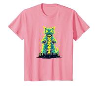 Attack Cat in 321 Fierce Feline Invades City T-Shirt, Kids, Pink, 12 Years