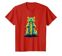 Attack Cat in 321 Fierce Feline Invades City T-Shirt, Kids, Red, 12 Years