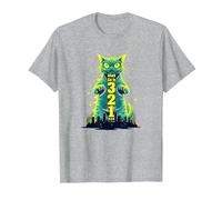 Attack Cat in 321 Fierce Feline Invades City T-Shirt, Men, Heather Grey, 6XL