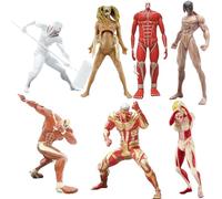 Attack on Fantasy Giant Monster Battle Poster Anime Figure Attack Giants Founding Colossal Armored Female War Hammer Titan Figures Combat Posture PVC Statue Collect Model (7 Piece)