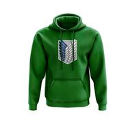 Attack on *** Guild Sheild Hoodie Pullover - Teen Dark Fantasy Anime Manga Japanese Comic Colossus Humanoid Giants Post-Apocalyptic Eren Jaeger Gift Present (9-11 Years, Green)