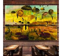 Attack on Merville gun battery during D-Day Flag Banner Wall Chart Canvas Painting Aviation Military Art Posters & Prints Wall Art Decor Tapestry For Room, Classroom, Home, Bedroom,38X57 inches