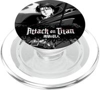 Attack on Titan Black and White Levi Splatter Logo Anime PopSockets PopGrip for MagSafe