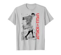 Attack on Titan Levi Ackerman Japanese Manga Epic Portrait T-Shirt, Men, Silver Grey, X-Large