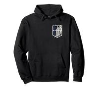 Attack on Titan Small Scout Regiment Shield Chest Anime Pullover Hoodie, Adult Unisex, Black, XX-Large