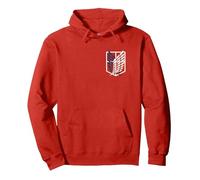 Attack on Titan Small Scout Regiment Shield Chest Anime Pullover Hoodie, Adult Unisex, Red, Small