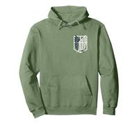 Attack on Titan Small Scout Regiment Shield Chest Anime Pullover Hoodie, Adult Unisex, Sage Green, Medium