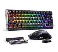 ATTACK SHARK 8000Hz Carbon Fiber Rapid Trigger Wired Magnetic Gaming Keyboard Hot Swappable,42K DPI PAW3950 MAX TRI-MODE, 8K Polling Wireless Mouse, RGB Lighting Coiled USB C Cable - Black