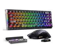 ATTACK SHARK 8000Hz Carbon Fiber Rapid Trigger Wired Magnetic Gaming Keyboard Hot Swappable,42K DPI PAW3950 MAX TRI-MODE, 8K Polling Wireless Mouse, RGB Lighting Coiled USB C Cable - Grey