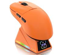 ATTACK SHARK Ajazz AJ159APEX PAW3950 Gaming Mouse, 42000 DPI, 8000Hz Wireless Polling Rate, RGB Magnetic Charging Dock with Color Screen, 56g SUPERLIGHT, 2.4G/BT/Wired Gaming Mice, PC/PS/Mac, Orange