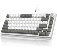 ATTACK SHARK AK820 Hot Swappable Mechanical Keyboard 75% Percent,TLK Custom Wired Keyboard Gaming with Rotary Knob,Poron Foam,Silicon Pad,Led Backlit,NKRO for Win/Mac,Gasket,QWERTY,As Red Switch-Grey