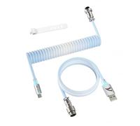 ATTACK SHARK C01 ULTIMATE RGB Coiled Cable for Gaming Keyboard, Support 8000Hz & Rapid Trigger, USB-C to USB-A Mechanical Keyboard Cable with Metal Aviator, Braided Double-Sleeved, Gradient Blue