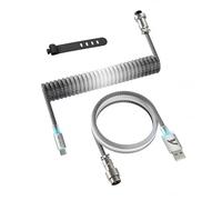 ATTACK SHARK C01 ULTIMATE RGB Coiled Cable for Gaming Keyboard, Support 8000Hz & Rapid Trigger, USB-C to USB-A Mechanical Keyboard Cable with Metal Aviator, Braided Double-Sleeved, Gradient Grey