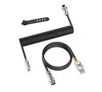 ATTACK SHARK C01 ULTIMATE RGB Coiled Cable for Gaming Keyboard, Support 8000Hz & Rapid Trigger, USB-C to USB-A Mechanical Keyboard Cable with Metal Aviator, Braided Double-Sleeved, Black