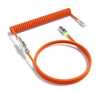 ATTACK SHARK C01 ULTRA Custom RGB Coiled Cable for Gaming Keyboard, Type-C to USB A HyperSpeed Line, TPU Material,Double-Sleeved Mechanical Keyboard Cable with Detachable Aviator Connector-Orange