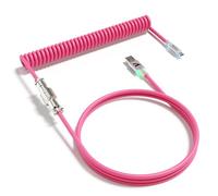 ATTACK SHARK C01 ULTRA Custom RGB Coiled Cable for Gaming Keyboard, Type-C to USB A HyperSpeed Line, TPU Material,Double-Sleeved Mechanical Keyboard Cable with Detachable Aviator Connector-Berry Red
