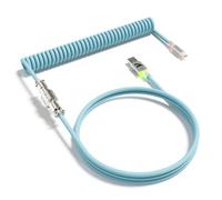 ATTACK SHARK C01 ULTRA Custom RGB Coiled Cable for Gaming Keyboard, Type-C to USB A HyperSpeed Line, TPU Material,Double-Sleeved Mechanical Keyboard Cable with Detachable Aviator Connector-Blue