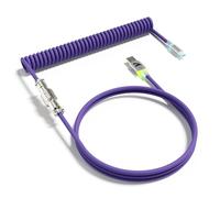 ATTACK SHARK C01 ULTRA Custom RGB Coiled Cable for Gaming Keyboard, Type-C to USB A HyperSpeed Line, TPU Material,Double-Sleeved Mechanical Keyboard Cable with Detachable Aviator Connector-Purple
