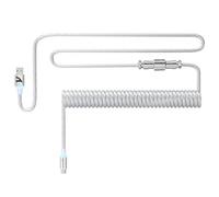 ATTACK SHARK C01Ultra Coiled Keyboard Cable with RGB Lighting, Custom USB-C Aviator Cable, Type-C to USB-A, Support 8KHz Return Rate with 4-Pin Metal Aviation Connector for PC Gaming Keyboard-Clear