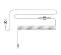 ATTACK SHARK C01Ultra Coiled Keyboard Cable with RGB Lighting, Custom USB-C Aviator Cable, Type-C to USB-A, Support 8KHz Return Rate with 4-Pin Metal Aviation Connector for PC Gaming Keyboard-White