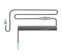 ATTACK SHARK C01Ultra Coiled Keyboard Cable with RGB Lighting, Custom USB-C Aviator Cable, Type-C to USB-A, Support 8KHz Return Rate with 4-Pin Metal Aviation Connector for PC Gaming Keyboard-Grey