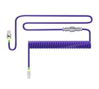 ATTACK SHARK C01Ultra Coiled Keyboard Cable with RGB Lighting, Custom USB-C Aviator Cable, Type-C to USB-A, Support 8KHz Return Rate with 4-Pin Metal Aviation Connector for PC Gaming Keyboard-Purple