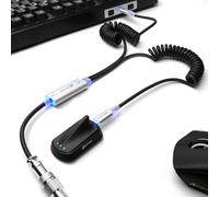 ATTACK SHARK C08 Coiled Gaming Keyboard Cable, 2 IN 1 Type C to USB A | Detachable Metal Aviator, RGB Interface Lighting, Spiral Cable USB C, 8KHz Return Rate for PC Mechanical Keyboard, Black