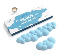 ATTACK SHARK Cloud Keyboard Mouse Wrist Rest with Coaster Set,Ergonomic Palm Rest Combo for Pain Relief, Non-Slip,Ultra-Soft Memory Foam Wrist Cushion Support for Comfortable Typing/Gaming-Blue
