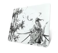 Attack Shark CM05 Contour Glass Gaming Mousepad,Nano-Micro-Etched Texture,Smooth Glass Surface,High Accuracy,Fast-Moving,Anti-Scratch, PU Leather Super Non-Slip Base,Large Size(17.7×15.7"),Ink Bamboo