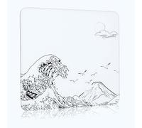 ATTACK SHARK CM05 Glass Gaming Mouse Pad,17.7x15.7 in Large Mouse Mat，Non Slip 9H Hard Mousepads,Nano-Textured Glass Surface with Improved Precision and Speed for FPS Players-Wave White