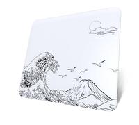 ATTACK SHARK CM05 Tempered Glass Gaming Mouse Pad, Ultra-Smooth Surface, 9H Tempered Glass, 17.72 * 15.75 * 0.2inch, Impact Resistant, Low Surface Friction, Non-Slip Mouse Mat-Wave White