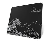 ATTACK SHARK CM05 Tempered Glass Gaming Mouse Pad, Ultra-Smooth Surface, 9H Tempered Glass, 17.72 * 15.75 * 0.2inch, Impact Resistant, Low Surface Friction, Non-Slip Mouse Mat-Wave Black