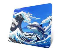 ATTACK SHARK CM05 Tempered Glass Gaming Mouse Pad, Ultra-Smooth Surface, 9H Tempered Glass, 17.72 * 15.75 * 0.2inch, Topographic Contour, Impact Resistant, Low Surface Friction, Non-Slip -Wave Shark