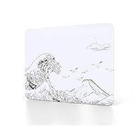 ATTACK SHARK CM05SE Tempered Glass Gaming Mouse Pad, Ultra-Smooth Surface, 9H Tempered Glass, 16.14 * 12.2 * 0.2inch, Impact Resistant, Low Surface Friction, Non-Slip Mouse Mat-White Wave