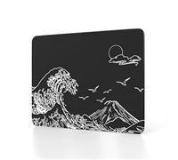 ATTACK SHARK CM05SE Tempered Glass Gaming Mouse Pad, Ultra-Smooth Surface, 9H Tempered Glass, 16.14 * 12.2 * 0.2inch, Impact Resistant, Low Surface Friction, Non-Slip Mouse Mat-Black Wave