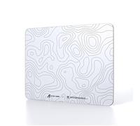 ATTACK SHARK CM05SE Tempered Glass Gaming Mouse Pad, Ultra-Smooth Surface, 9H Tempered Glass, 16.14 * 12.2 * 0.2inch, Impact Resistant, Low Surface Friction, Non-Slip Mouse Mat-White Contour