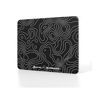 ATTACK SHARK CM05SE Tempered Glass Gaming Mouse Pad, Ultra-Smooth Surface, 9H Tempered Glass, 16.14 * 12.2 * 0.2inch, Impact Resistant, Low Surface Friction, Non-Slip Mouse Mat-Black Contour