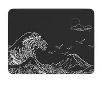 ATTACK SHARK CM05SE Tempered Glass Mouse Pad, 9H Hardness Anti-Scratch, Nano Etched Ultra-Smooth Surface, Non-Slip PU Base, High Accuracy, Fast-Moving, 410×310×5mm for Esports/Office - Black Waves