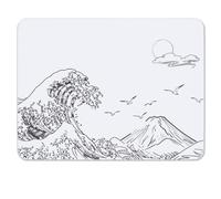 ATTACK SHARK CM05SE Tempered Glass Mouse Pad, 9H Hardness Anti-Scratch, Nano Etched Ultra-Smooth Surface, Non-Slip PU Base, High Accuracy, Fast-Moving, 410×310×5mm for Esports/Office - White Waves