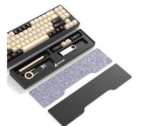 ATTACK SHARK CNC Aluminum Alloy Keyboard Wrist Rest with Partition Storage Case, 2 Acrylic Top Covers, Ergonomic Non-Slip Support for TKL Mechanical Keyboards, Ideal for Office/Home-Black