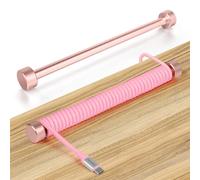 ATTACK SHARK Custom Coiled Keyboard Cable Metal Winder, Solid Aluminum Alloy Fixed Rod, USB-C, Cable Management System, Mechanical Gaming Keyboard, Anodized Surface, Rose Gold