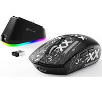 ATTACK SHARK G3PRO Wireless Gaming Mouse with Magnetic Charging Dock, PixArt PAW3311 Sensor, Up to 25000 DPI, BT/2.4Ghz/Wired, 100M Clicks, 500mAh, 59g SUPERLIGHT Mice for PC/Xbox/PS/Mac -Black & Tape