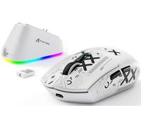 ATTACK SHARK G3PRO Wireless Gaming Mouse with Magnetic Charging Dock, PixArt PAW3311 Sensor, Up to 25000 DPI, BT/2.4Ghz/Wired, 100M Clicks, 500mAh, 59g SUPERLIGHT Mice for PC/Xbox/PS/Mac -White & Tape