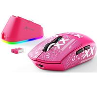 ATTACK SHARK G3PRO Wireless Gaming Mouse with Magnetic Charging Dock, PixArt PAW3311 Sensor, Up to 25000 DPI, BT/2.4Ghz/Wired, 100M Clicks, 500mAh, 59g SUPERLIGHT Mice for PC/Xbox/Mac -BerryRed&Tape